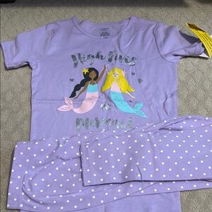 Carters Mermaid High Five Kids Pajamas - Purple NWT 14